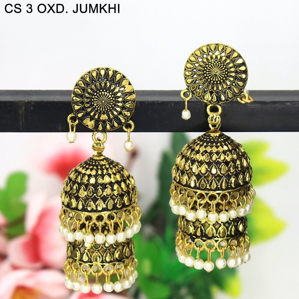 Mahavir Gold Plated & Pearl Jhumki Earrings - CS Jumkhi 3 OXD