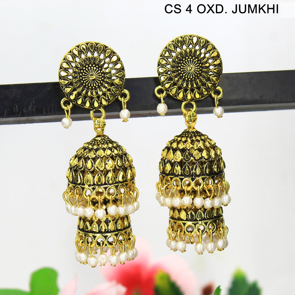 Mahavir Gold Plated & Pearl Jhumki Earrings - CS Jumkhi 4 OXD