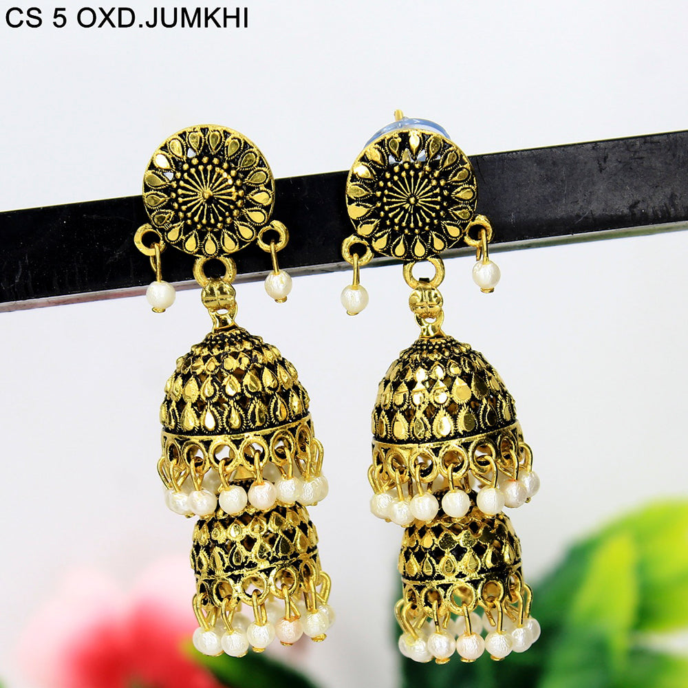 Mahavir Gold Plated & Pearl Jhumki Earrings - CS Jumkhi 5 OXD