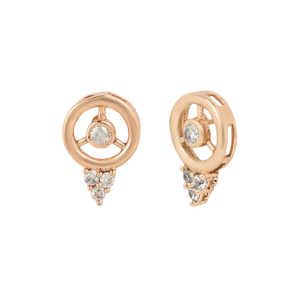 Etnico 18k Rose Gold Plated Traditional Single Line American Diamond Pendant with Black Bead Chain Mangalsutra for Women (D098)