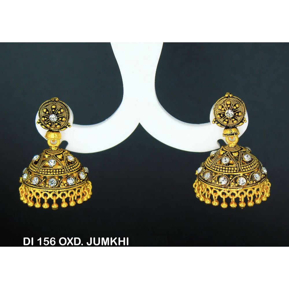 Mahavir Gold Plated Austrian Stone Jhumki Earrings - DI Jumkhi 156
