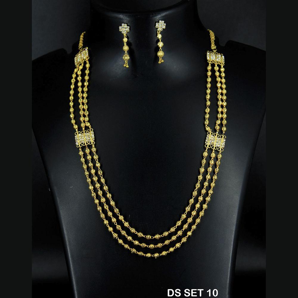 Mahavir Forming Look Gold Plated beautiful Multi Layer Necklace Set  - DS SET 10