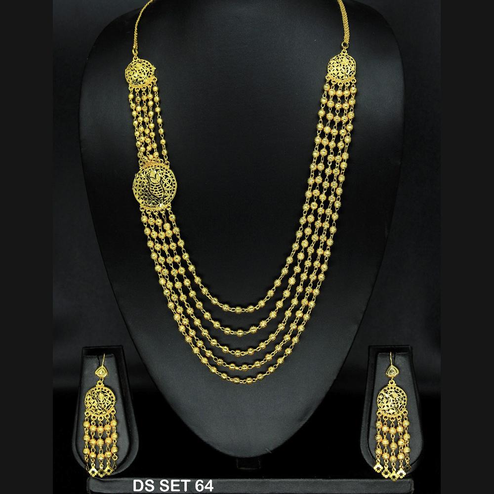 Mahavir Forming Look Gold Plated beautiful Multi Layer Necklace Set - DS SET 64