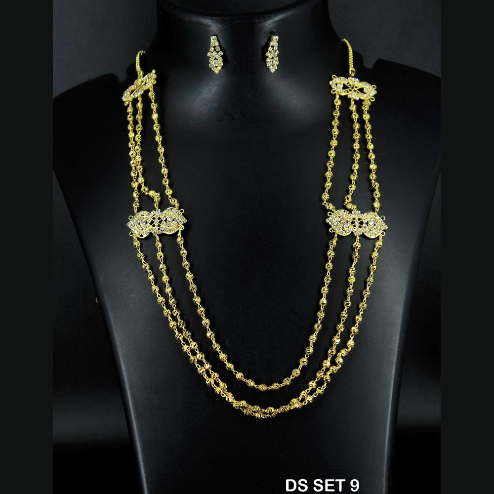 Mahavir Forming Look Gold Plated beautiful Multi Layer Necklace Set - DS SET 9