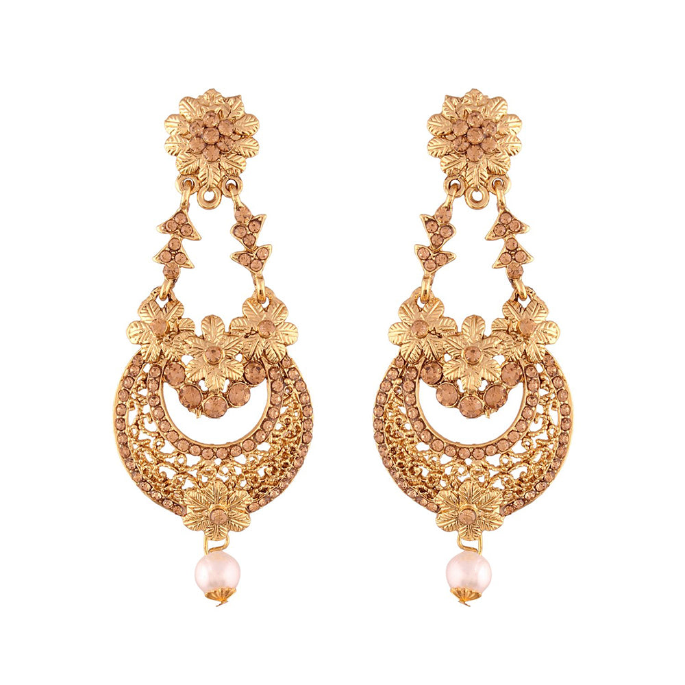 Etnico Gold Plated Traditional Chandelier Earrings For Women( E2601FL)