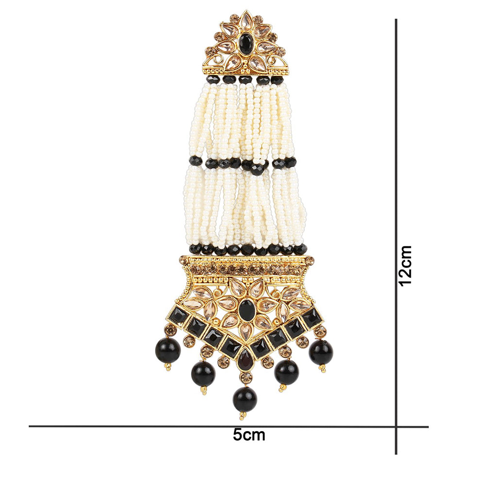 Etnico 18K Gold Plated Traditional Stone Studded Multi Strand Pearl Earrings For Women (E2781B)