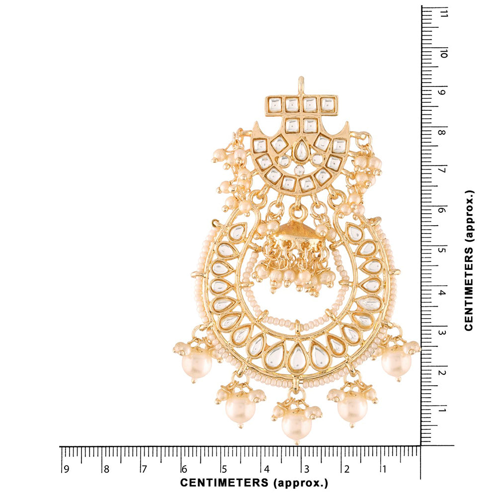Etnico 18K Gold Plated Kundan & Pearl Traditional Handcrafted Jhumki Earrings for Women/Girls (E2793W)