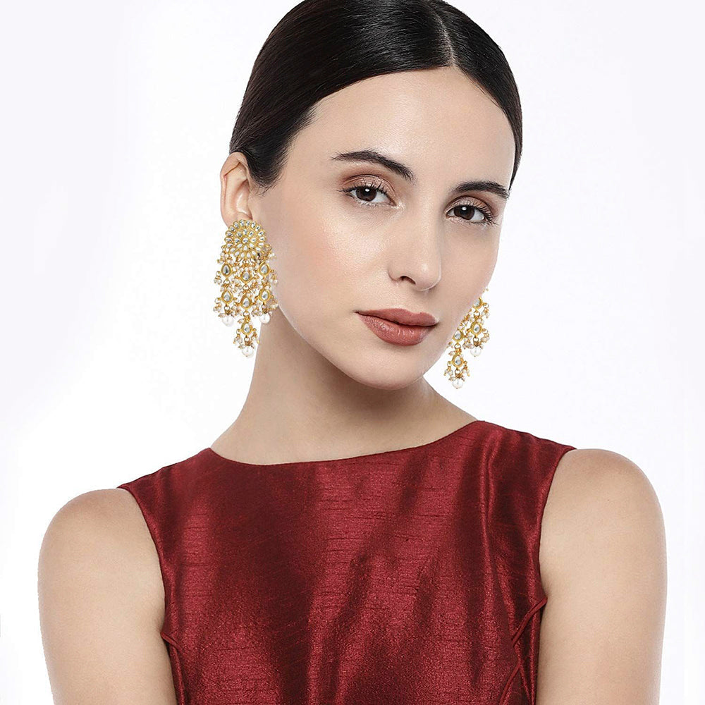 slim fit dress slacks Tapered Twilight - Gold White Rhinestone Fringe Post Earrings - Paparazzi main image 1