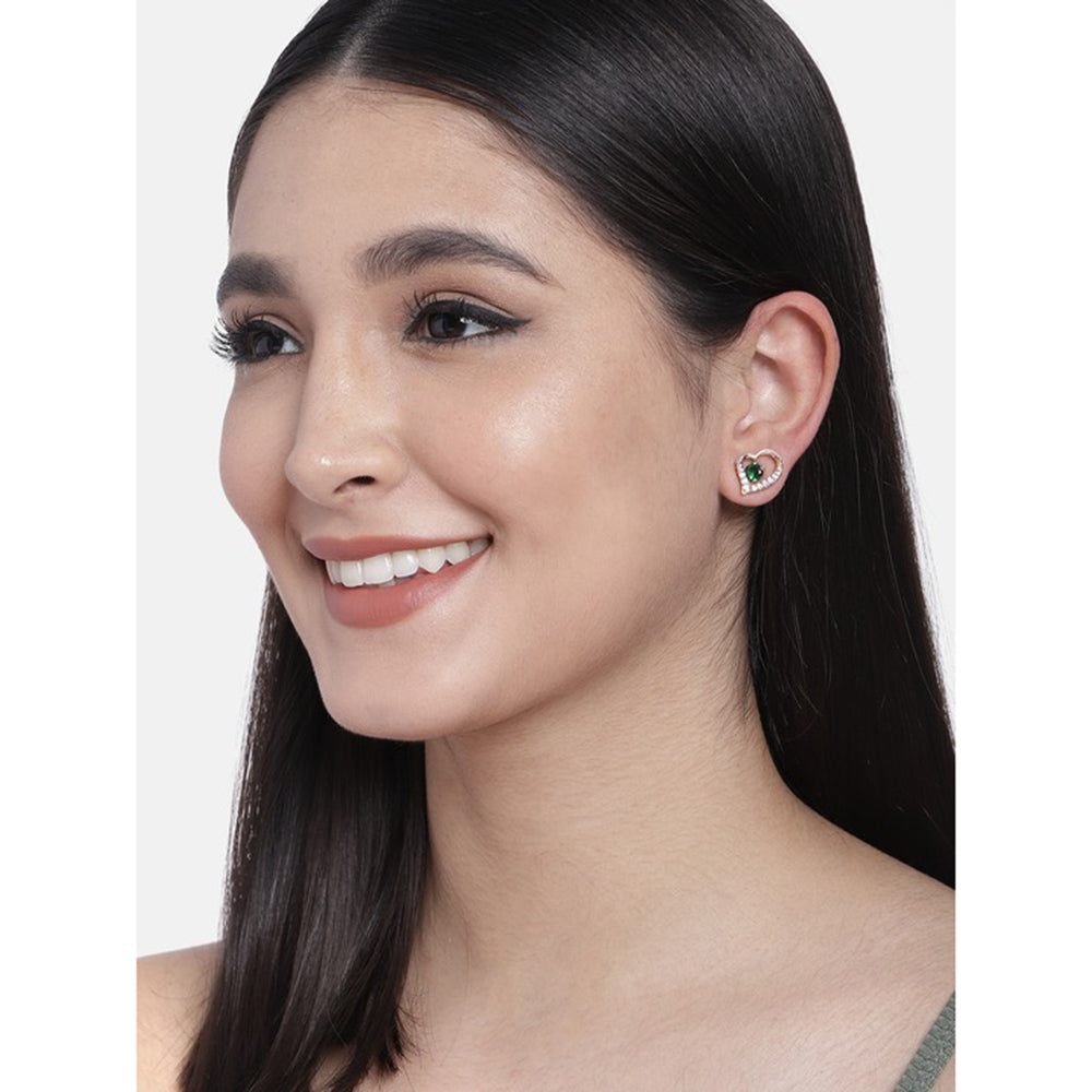 Etnico Valentine's Special Rose Gold-Plated Heart Shaped Studs for Women (E2972G)