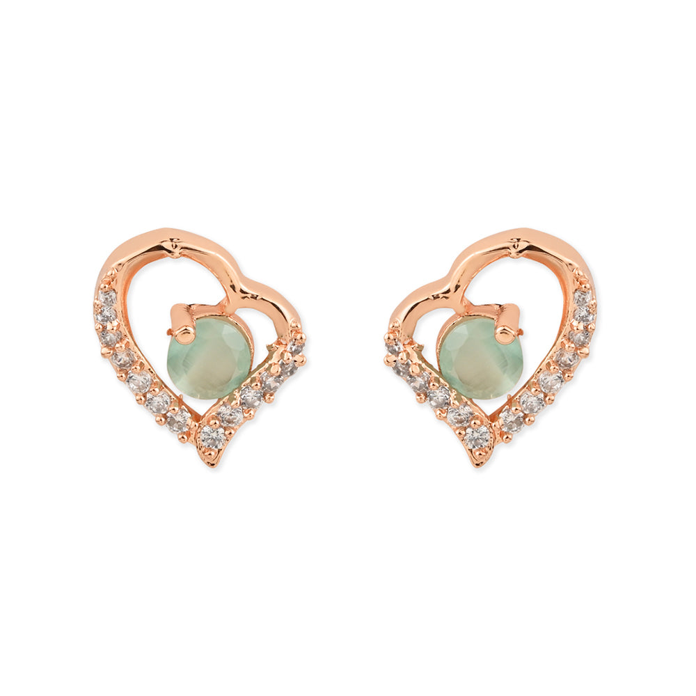 Etnico Valentine's Special Rose Gold-Plated Heart Shaped Studs for Women (E2972Min)