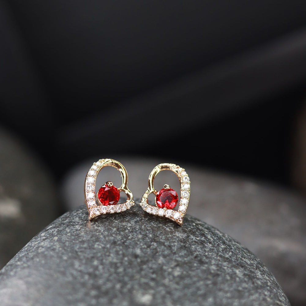 Etnico Valentine's Special Rose Gold-Plated Heart Shaped Studs for Women (E2972R)