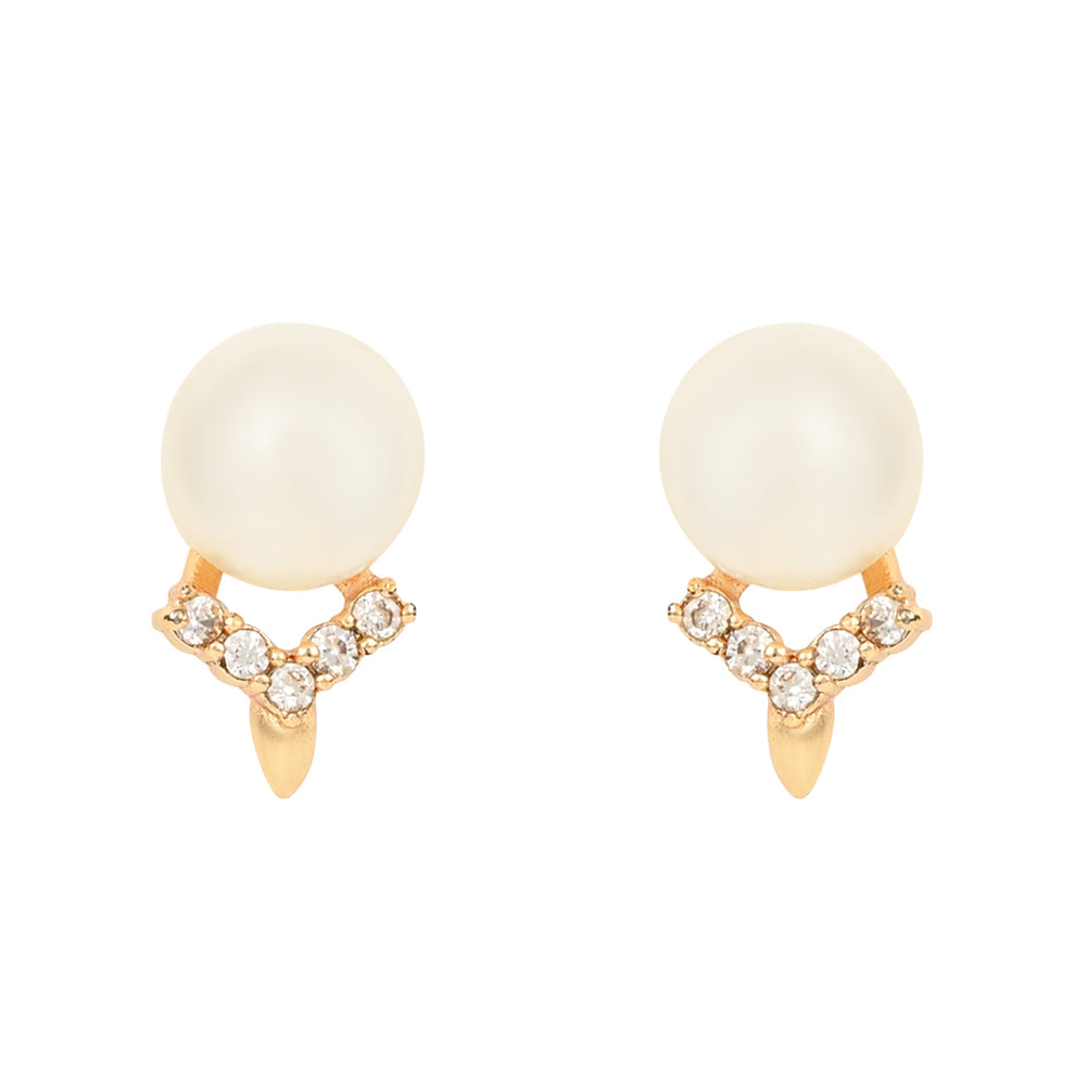 Etnico Valentine's Special Rose Gold -Plated & White Contemporary Studs Earrings for Women (E2973)