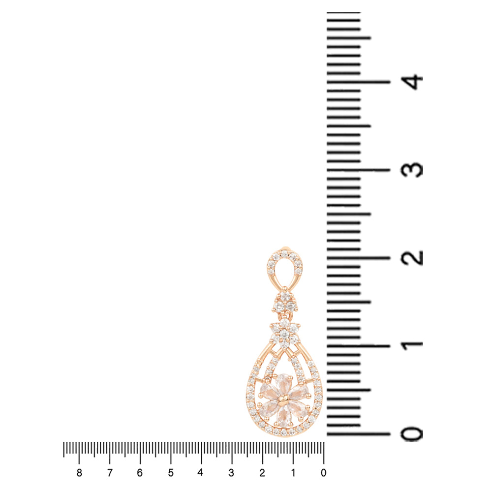 Etnico Valentine's Special Rose Gold Plated & White AD Studded Drop Earrings for Women (E2976)