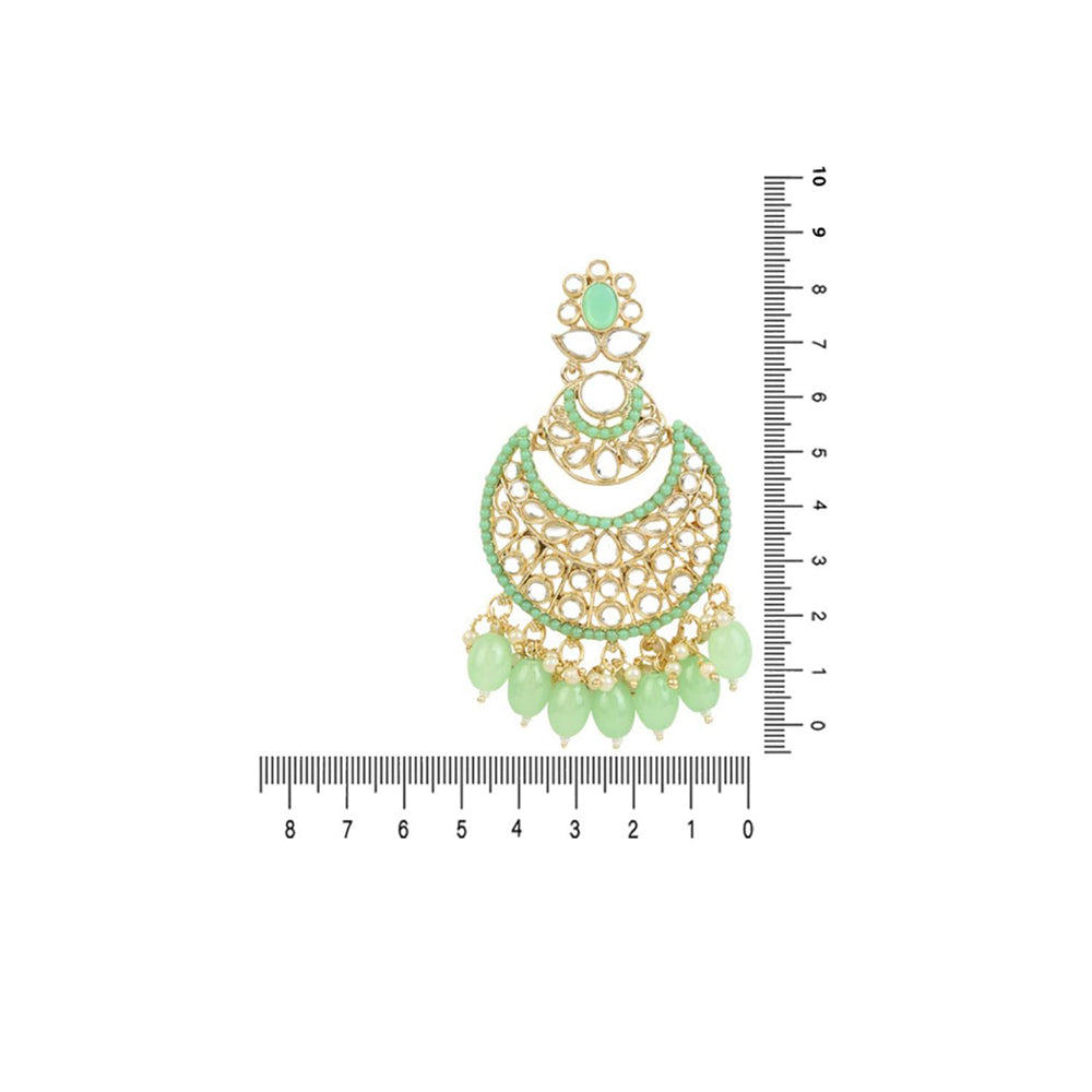 Etnico Gold Plated Traditional Handcrafted Pearl Kundan Beaded Chandbali Earrings for Women/Girls (E3027Min)
