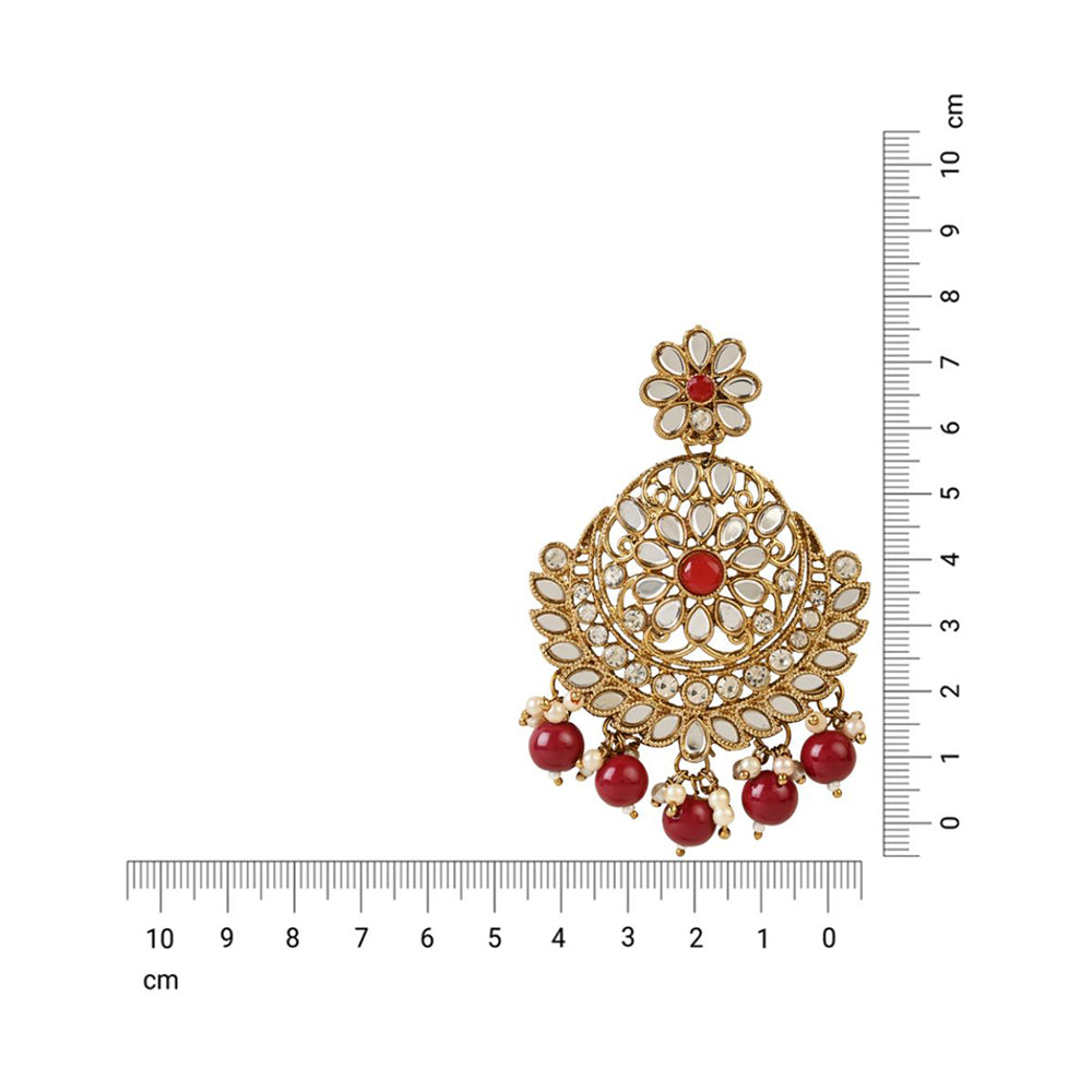 Etnico Gold Plated Traditional Meenakari Kundan & Stone Studded Chandbali Earrings For Women (E3059M)