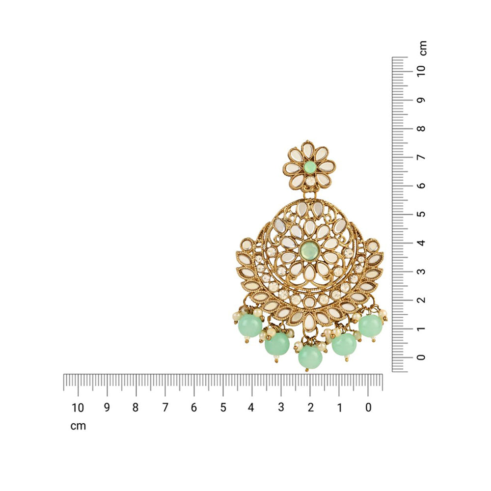 Etnico Gold Plated Traditional Meenakari Kundan & Stone Studded Chandbali Earrings For Women (E3059Sb)