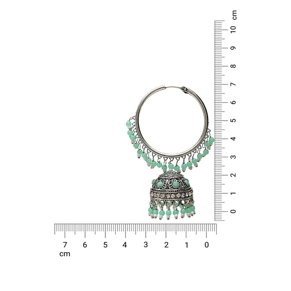 Etnico Silver Plated Traditional Handcrafted Mint Pearl Jhumki Earrings for Women/Girls(E3060ZMin)