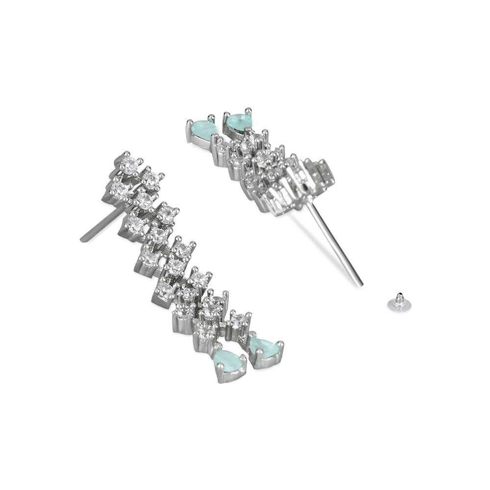 Etnico Valentine's Special Silver Plated Glittering Crystal AD Stone Dangle & Drop Earrings for Women & Girls (E3065ZMin)