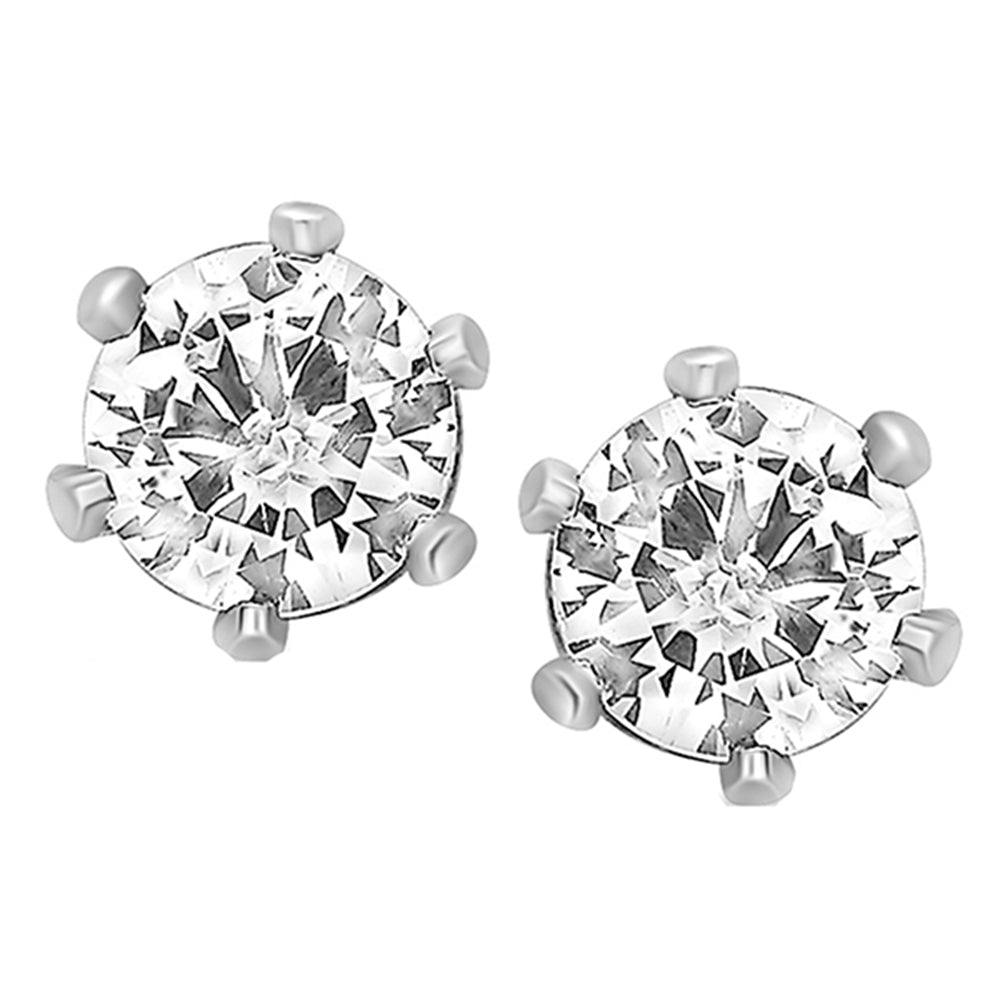 Mahi Rhodium Plated Sparkling Single Crystal Roud Piercing Stud Earring Pair for Men (ER1108701RMen)