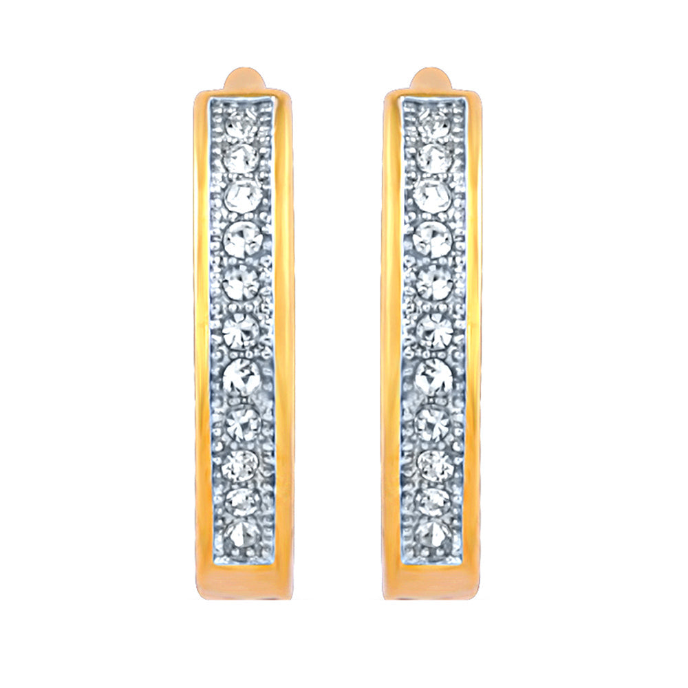 Mahi Gold Plated Single Line Crystals Hoop Bali Piercing Mens Earrings (ER1108928GMen)