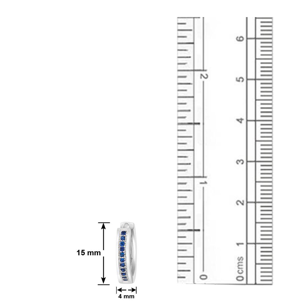 Mahi Rhodium plated Big Single line Blue CZ stone Huggies Hoops Earrings for Women