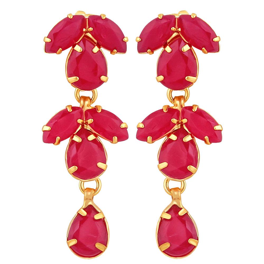 Mahi Gold Plated Elegant Designer Earrings with Crystal stones for girls and women