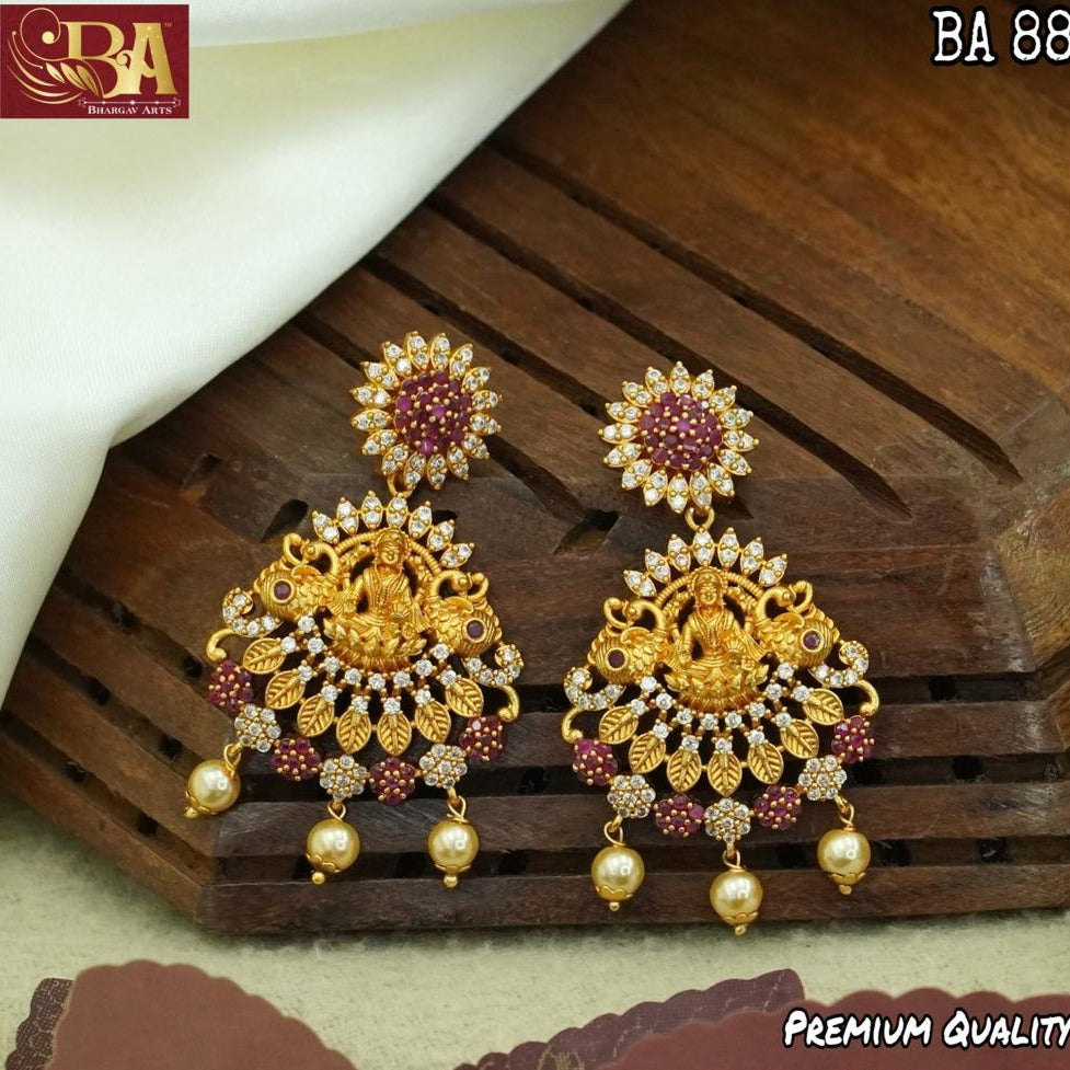 Bhargav Arts Gold Plated Temple Dangler Earrings