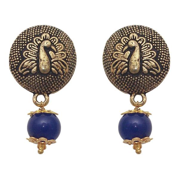 The99jewel Pearl Drop Antique Peacock Design Earring - 1309003D