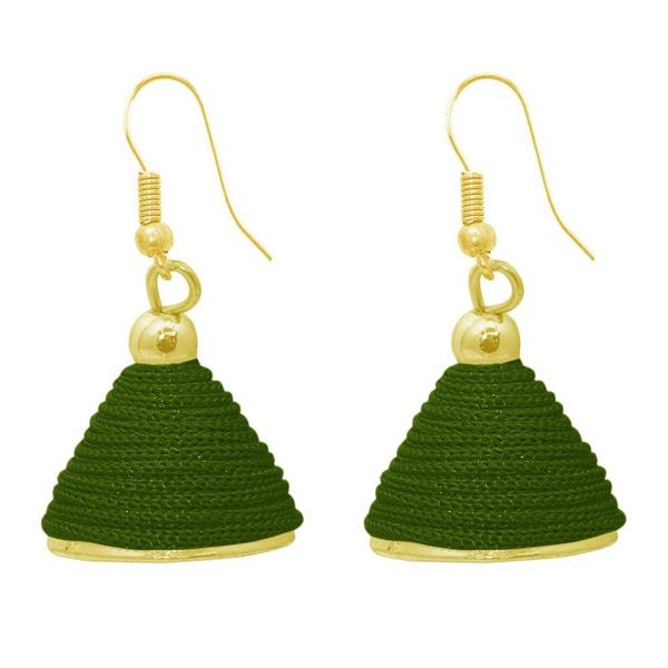 The99Jewel Green Gold Plated Thread Jhumki - 1309015F