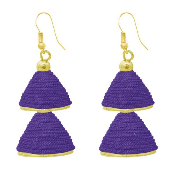 The99jewel Purple Gold Plated Double Jhumki Thread Earring - 1309016D