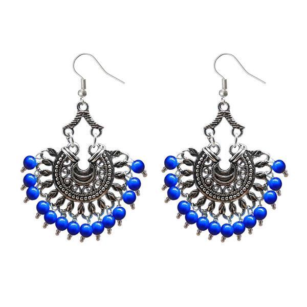 Jeweljunk Silver Plated Beads Afghani Dangler Earrings - 1311209C
