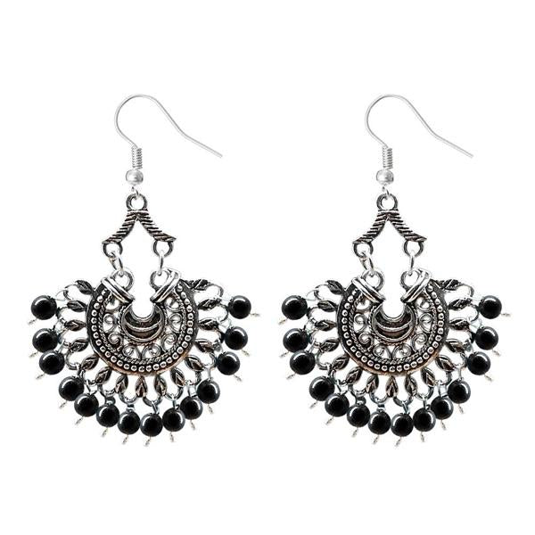 Jeweljunk Silver Plated Beads Afghani Dangler Earrings - 1311209D