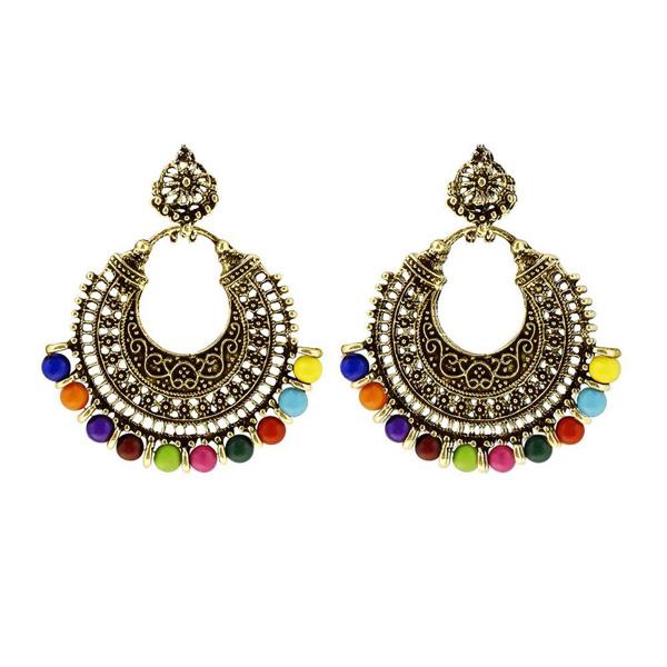 Jeweljunk Multi Beads Antique Gold Plated Dangler Earring - 1311006A