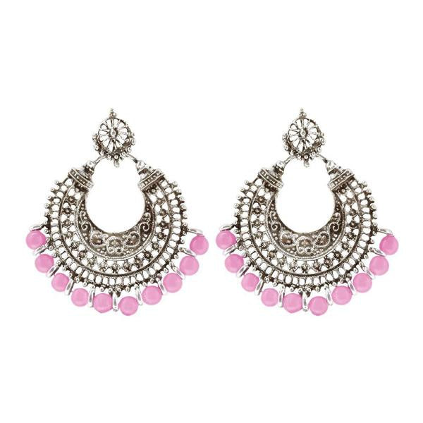 Jeweljunk Pink Beads Afghani Earrings - 1311022B
