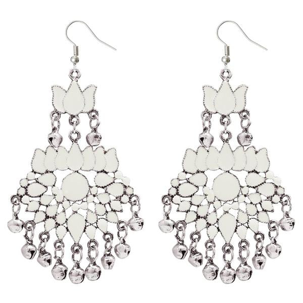 Jeweljunk White Meenakari Afghani Earrings - 1311040E
