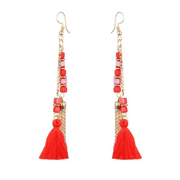 Jeweljunk Gold Plated Red Thread Earrings - 1310908C