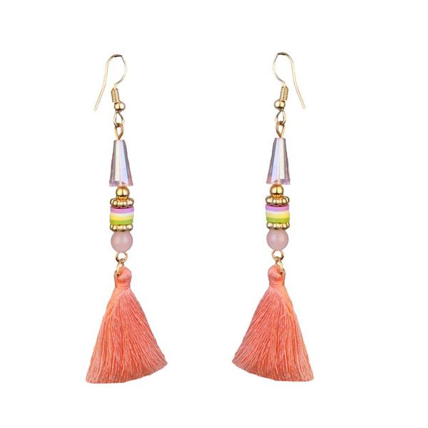 Jeweljunk Gold Plated Orange Thread Earrings - 1310911D