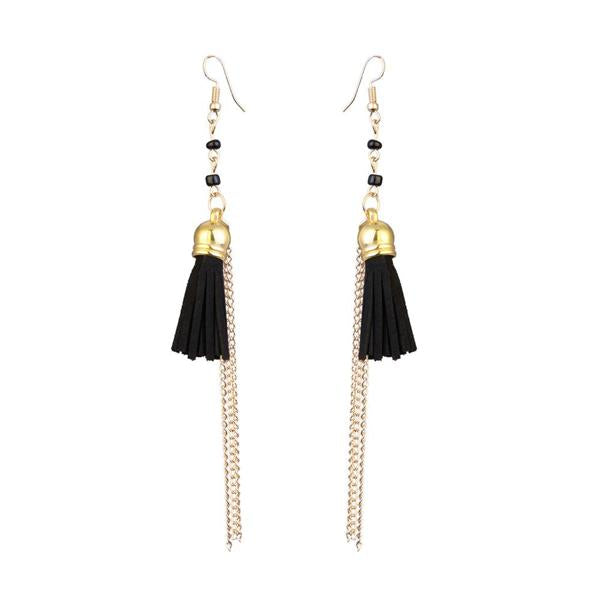 Jeweljunk Gold Plated Black Thread Earrings - 1310916C