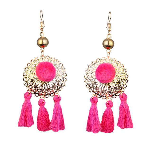 Jeweljunk Gold Plated Pink Thread Earrings - 1310924D