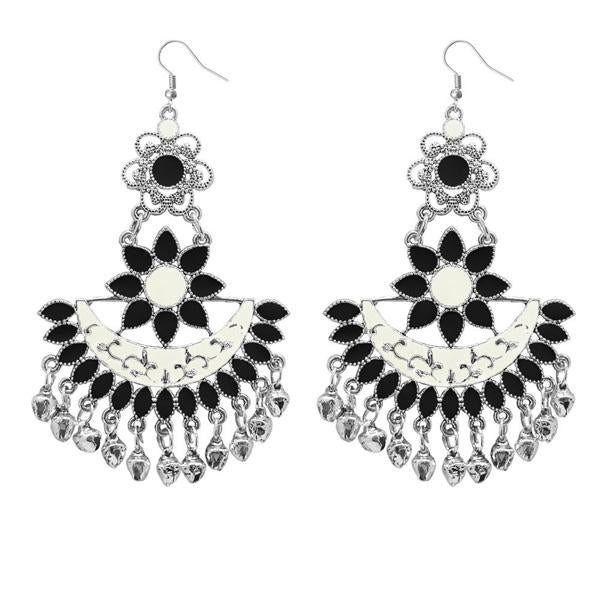 Jeweljunk Black Meenakari Afghani Dangler Earrings - 1311057C