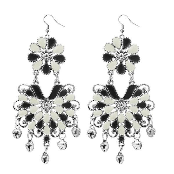 Jeweljunk Black Meenakari Afghani Dangler Earrings - 1311063F