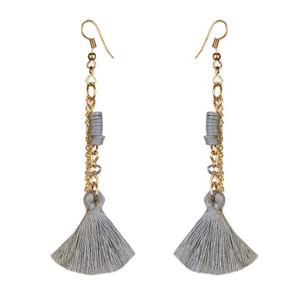 Jeweljunk Gold Plated Grey Thread Earrings - 1310910G