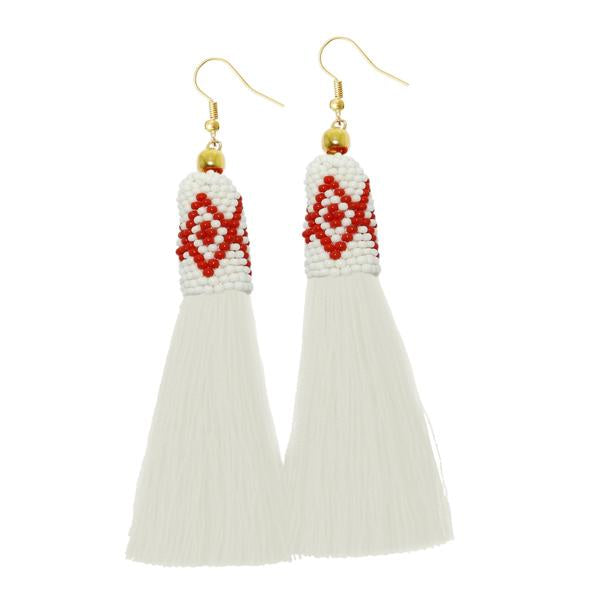 Jeweljunk White Thread Gold Plated Earrings - 1310942B