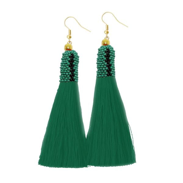 Jeweljunk Green Thread Gold Plated Earrings - 1310943B