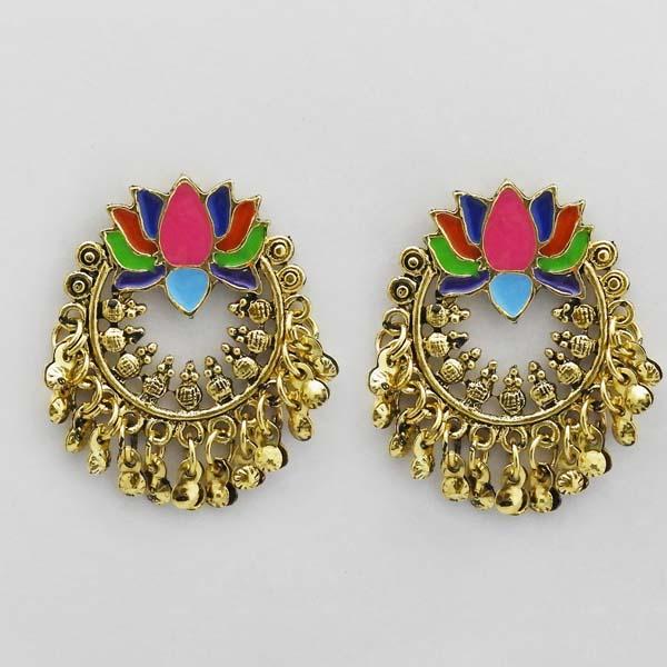 Jeweljunk Multi Meenakari Gold Plated Afghani Earrings - 1311076A