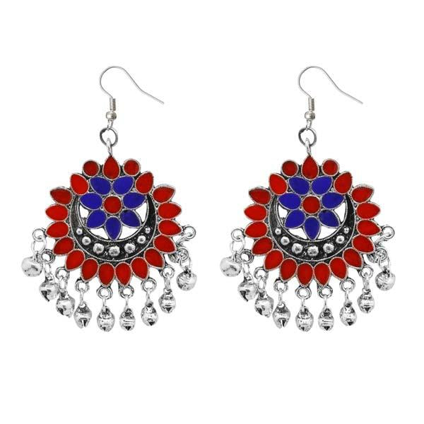 Jeweljunk Meenakari Silver Plated Afghani Earrings - 1311080D