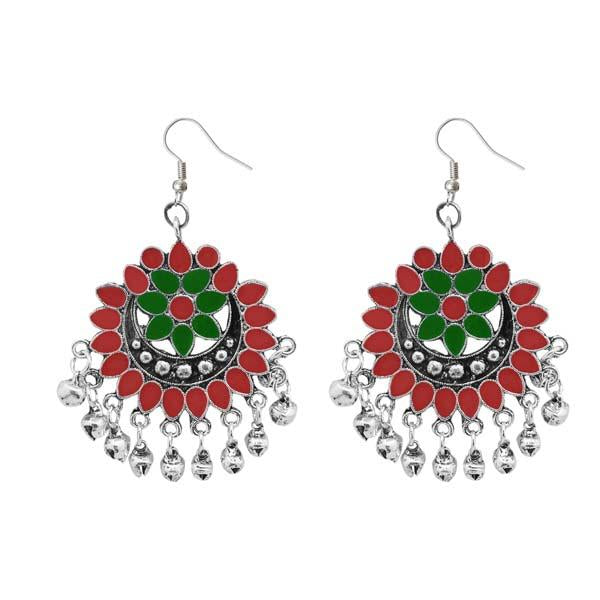 Jeweljunk Meenakari Silver Plated Afghani Earrings - 1311080F