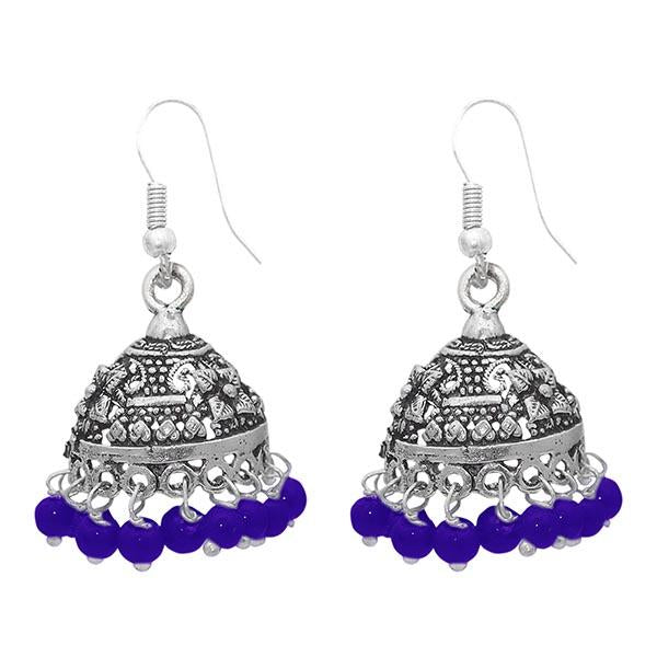 Jeweljunk Beads Rhodium Plated Jhumki Earrings - 1309004H