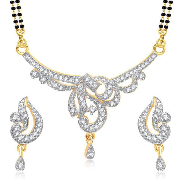 Morini Gold Plated American Diamond Mangalsutra Set - 1500607