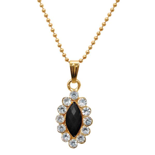 Regina Black Austrian Stone Gold Plated Chain Pendant - 1203164A